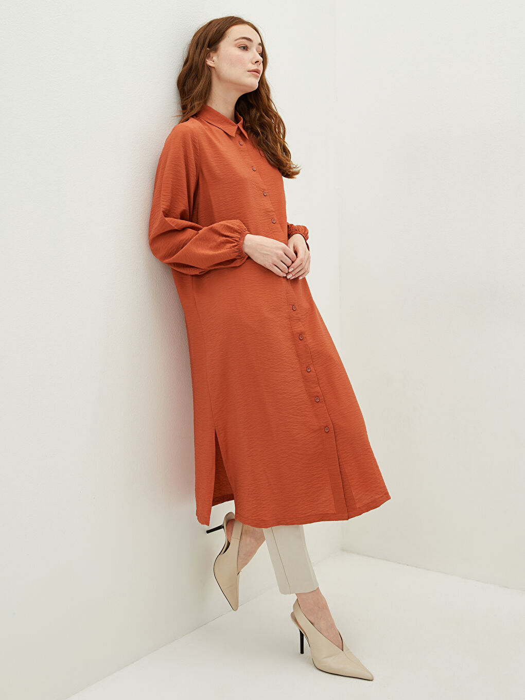 LCW Modest Schlichte Langarm Damen Hemd-Tunika -W1BM94Z8-RZT