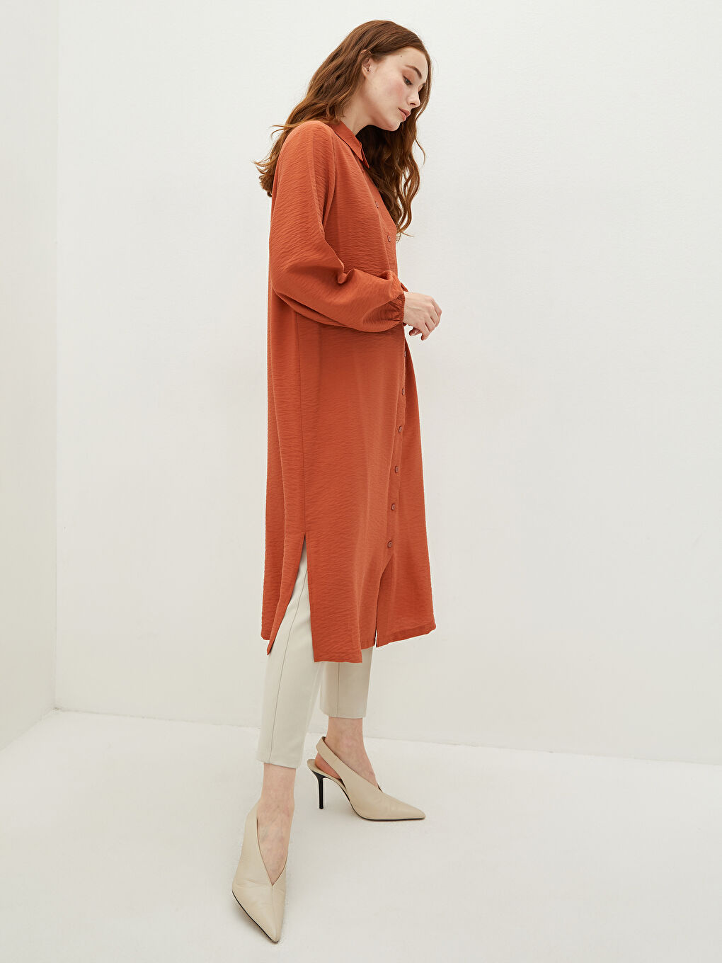 LCW Modest Schlichte Langarm Damen Hemd-Tunika -W1BM94Z8-RZT