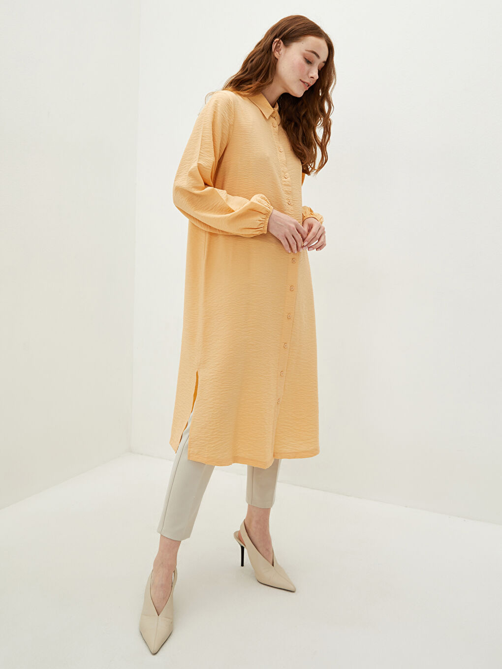 Plain Long Sleeve Women's Shirt Tunic