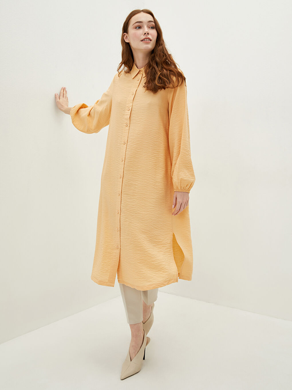 Plain Long Sleeve Women's Shirt Tunic-1