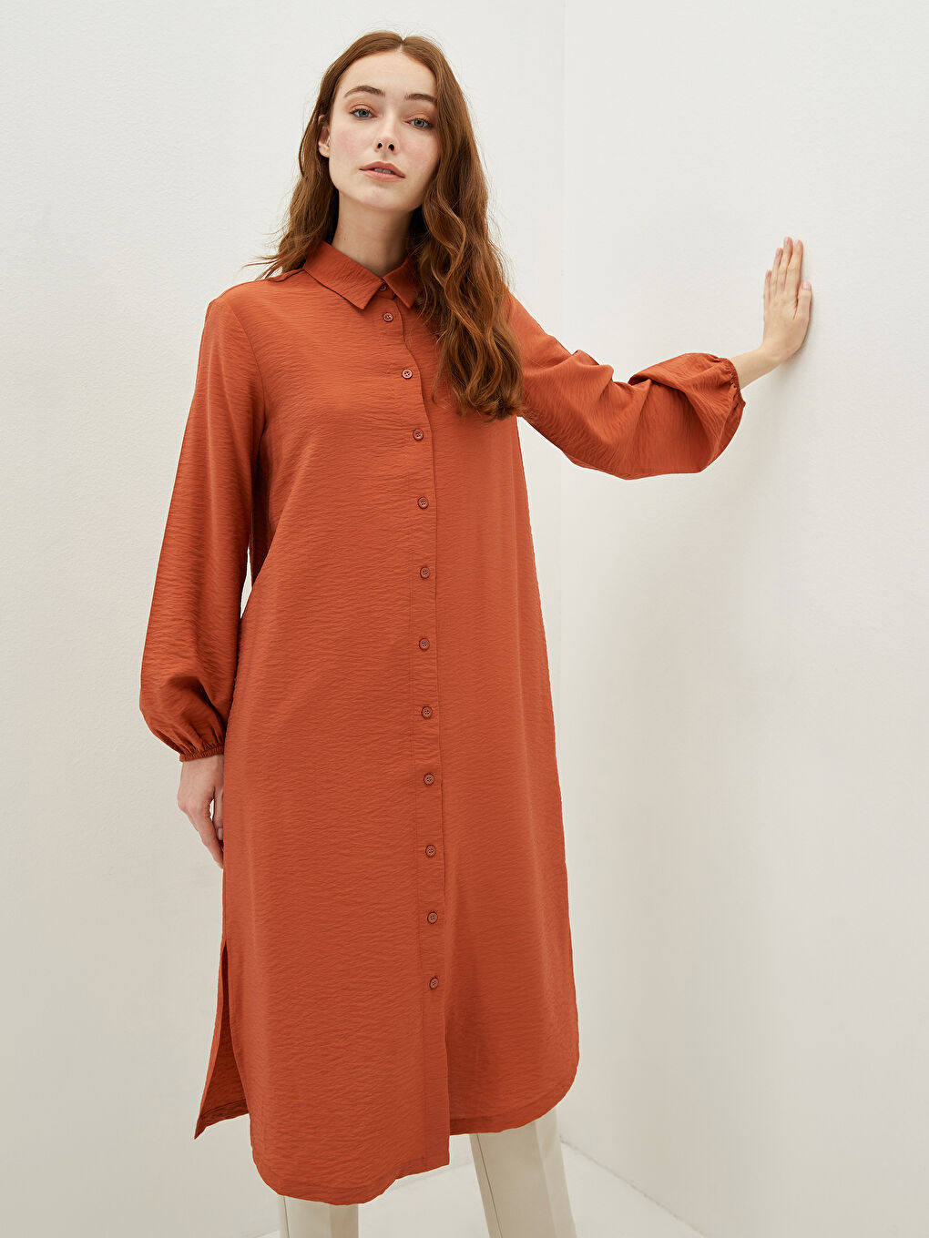 LCW Modest Schlichte Langarm Damen Hemd-Tunika -W1BM94Z8-RZT