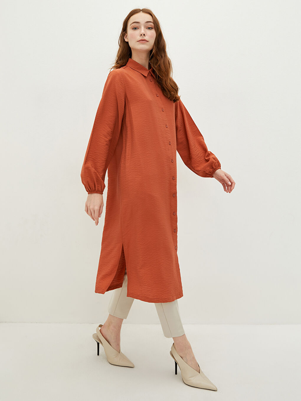 LCW Modest Schlichte Langarm Damen Hemd-Tunika -W1BM94Z8-RZT