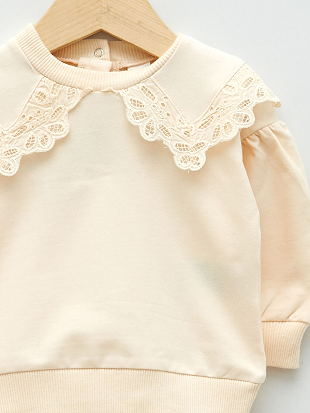 Bebe Yaka Uzun Kollu Basic Kız Bebek Sweatshirt-2