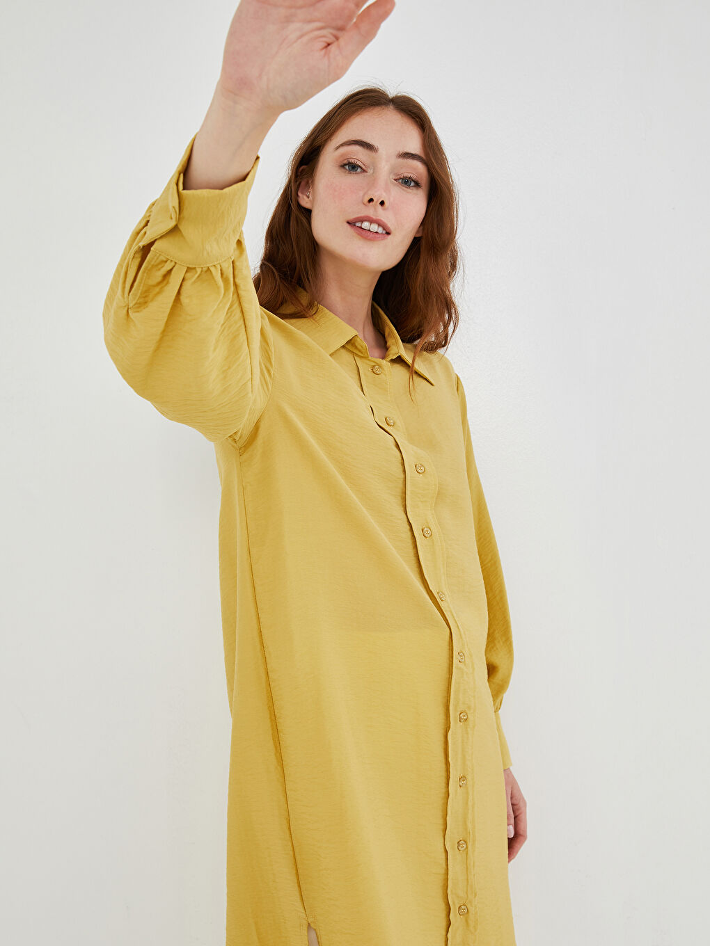 Plain Long Sleeve Women's Shirt Tunic-1
