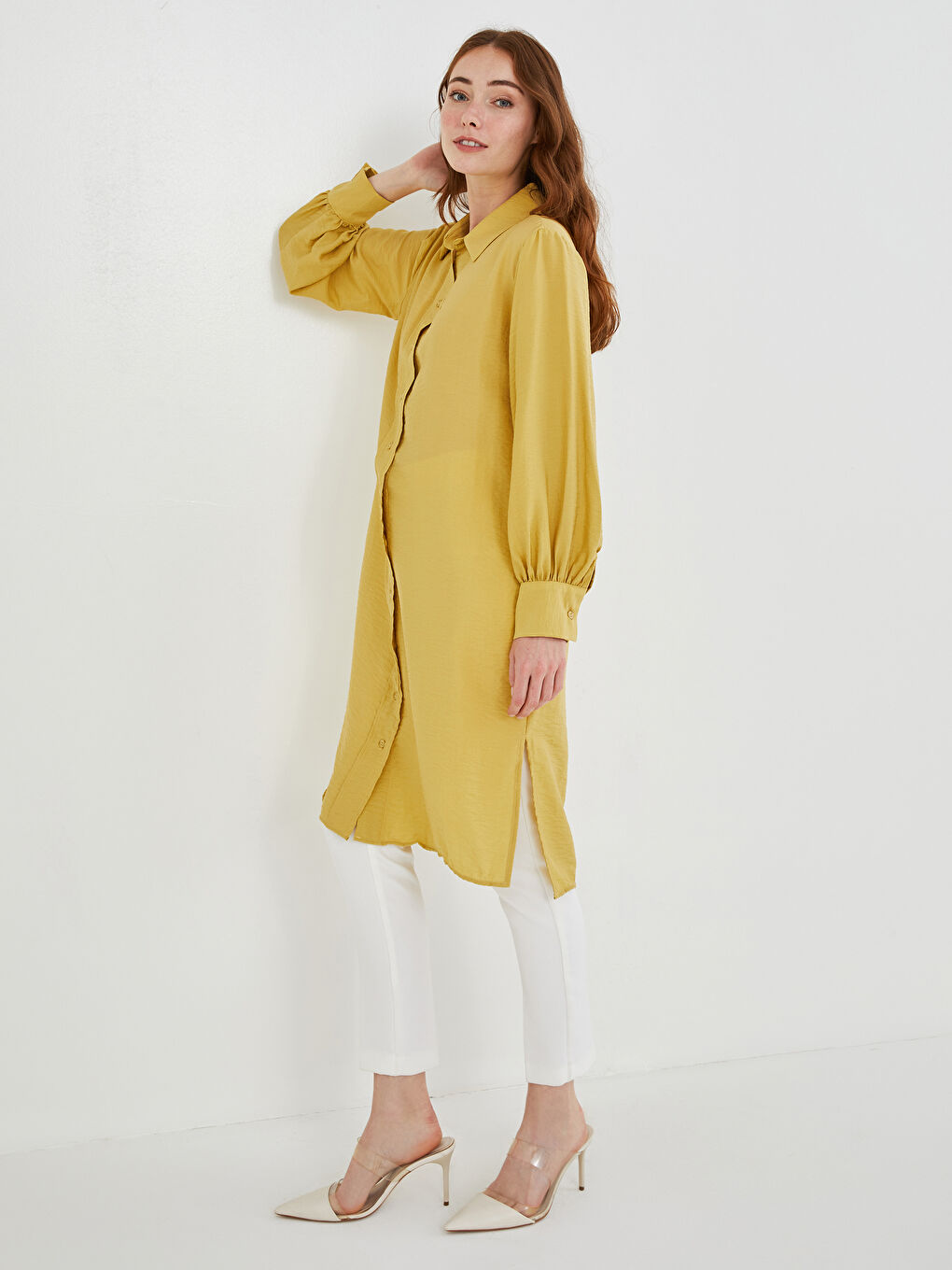 Plain Long Sleeve Women's Shirt Tunic-2