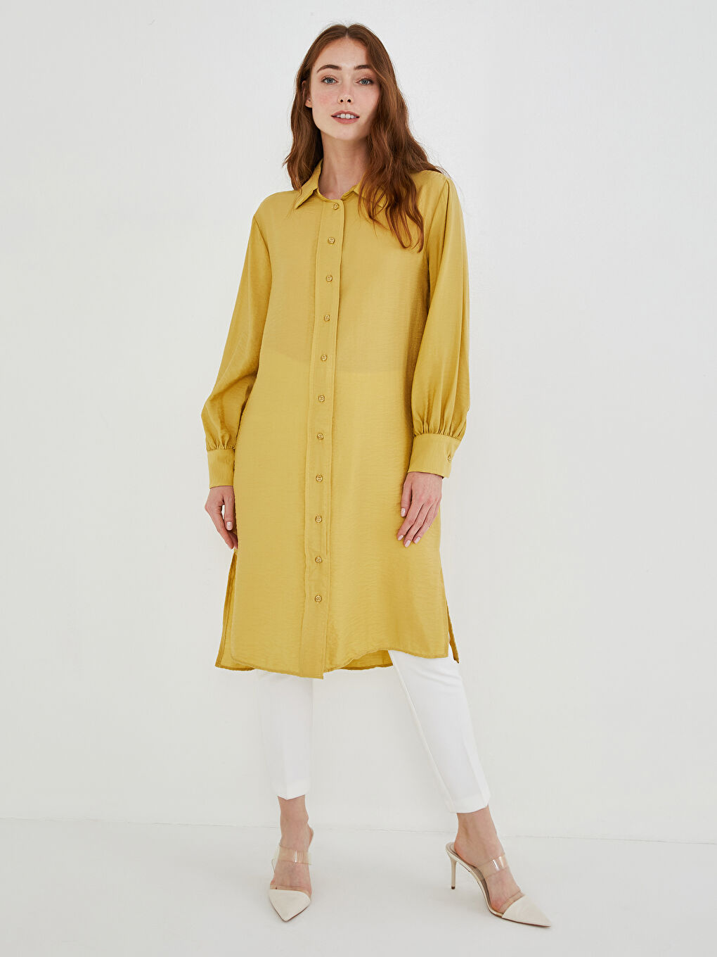 Plain Long Sleeve Women's Shirt Tunic-3