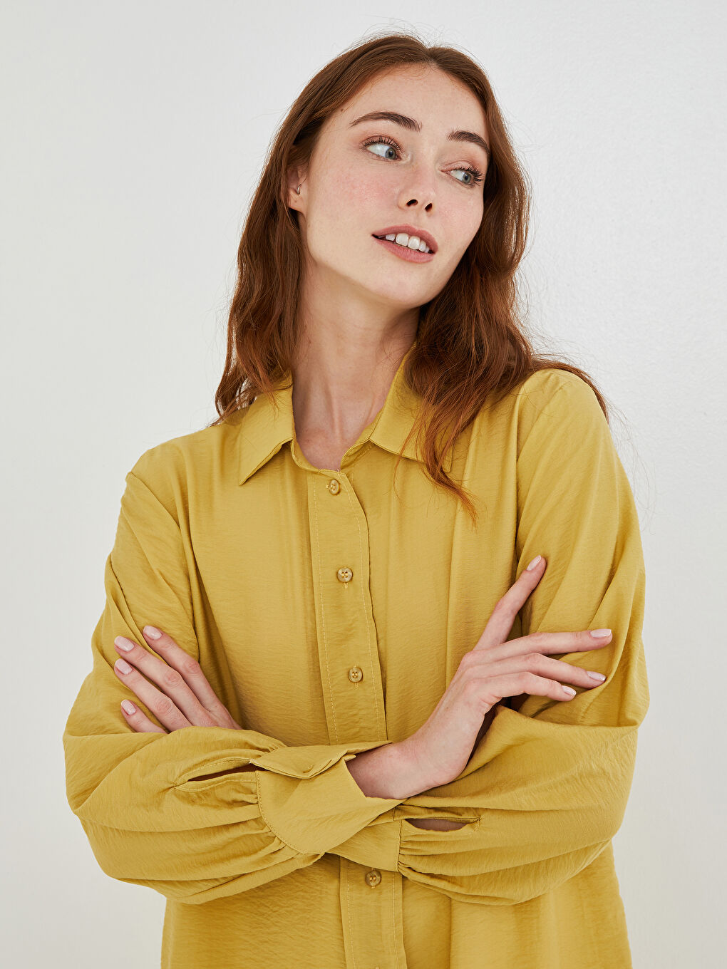 Plain Long Sleeve Women's Shirt Tunic-4