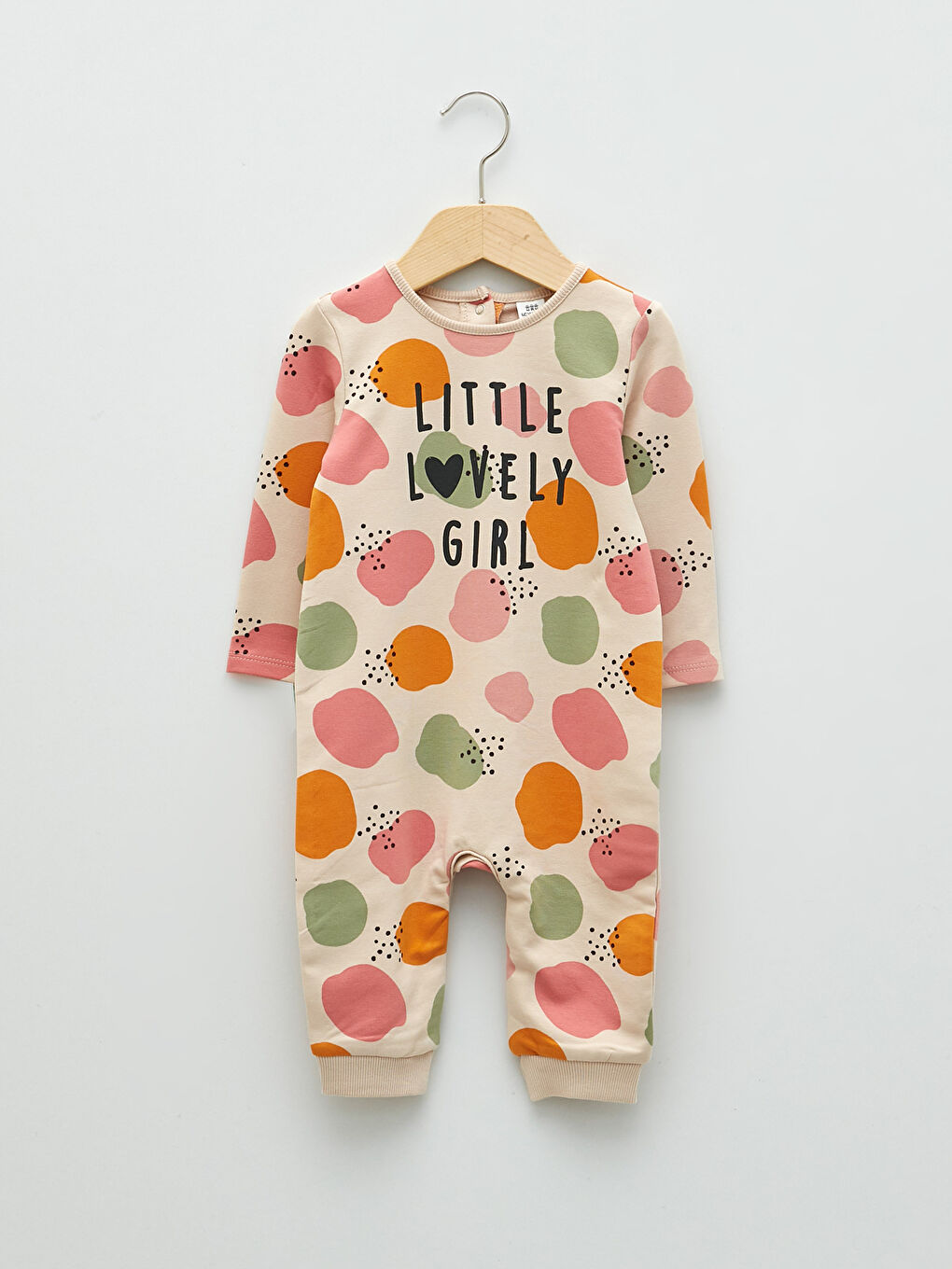 Crew Neck Long Sleeve Printed Cotton Baby Girl Rompers