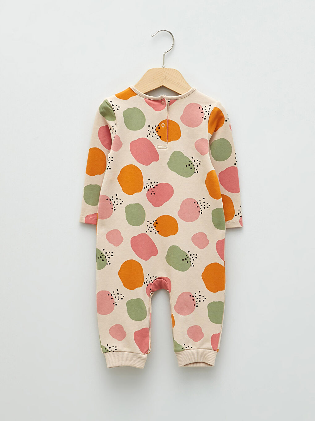 Crew Neck Long Sleeve Printed Cotton Baby Girl Rompers-1