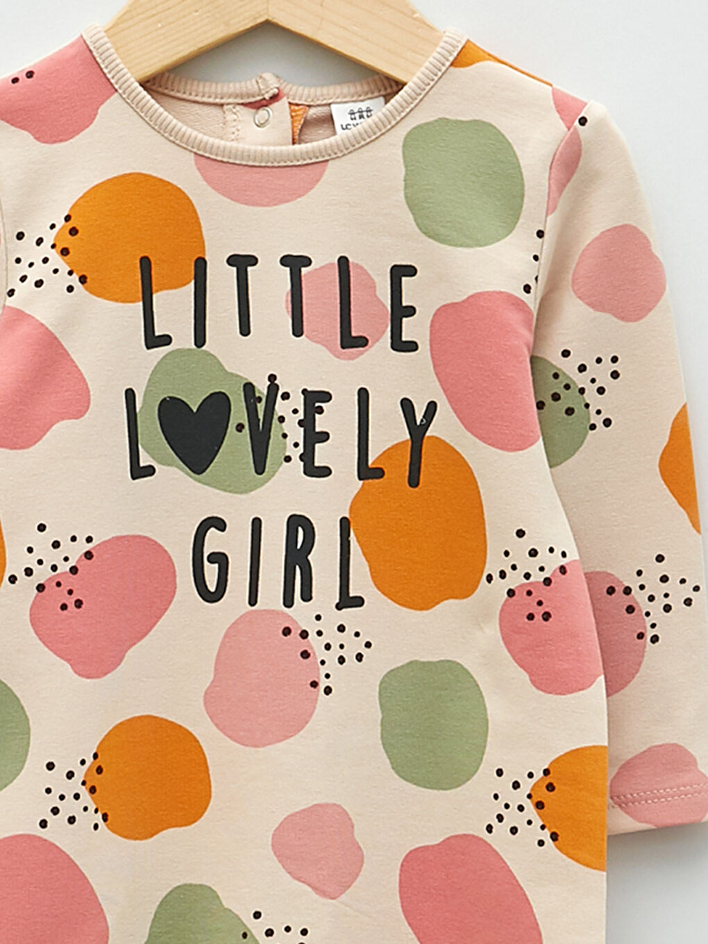 Crew Neck Long Sleeve Printed Cotton Baby Girl Rompers-2