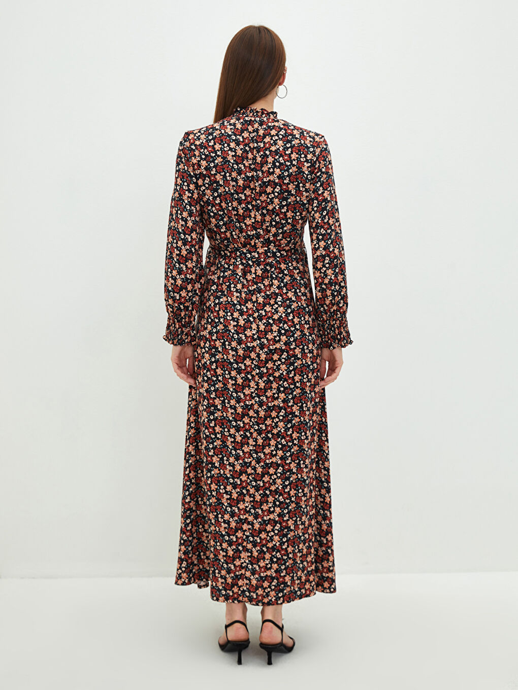 LCWAIKIKI Maternity Half Turtleneck Floral Long Sleeve Belmando Fabric Women's Dress -W1BN36Z8-LR8