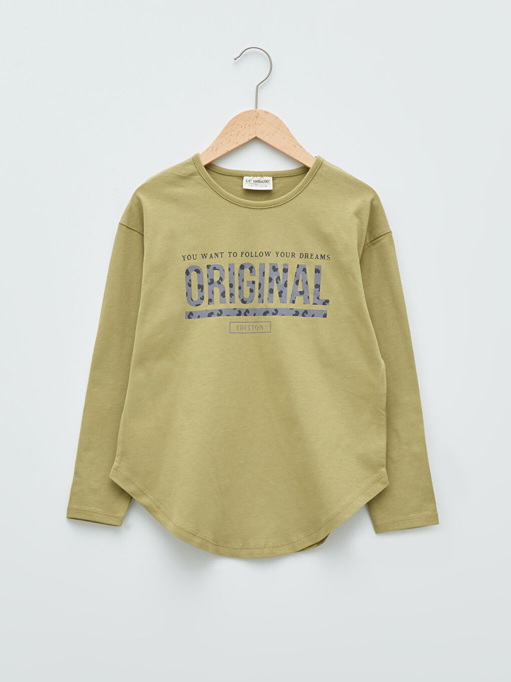 Bisiklet Yaka Baskılı Uzun Kollu Kız Çocuk Tunik