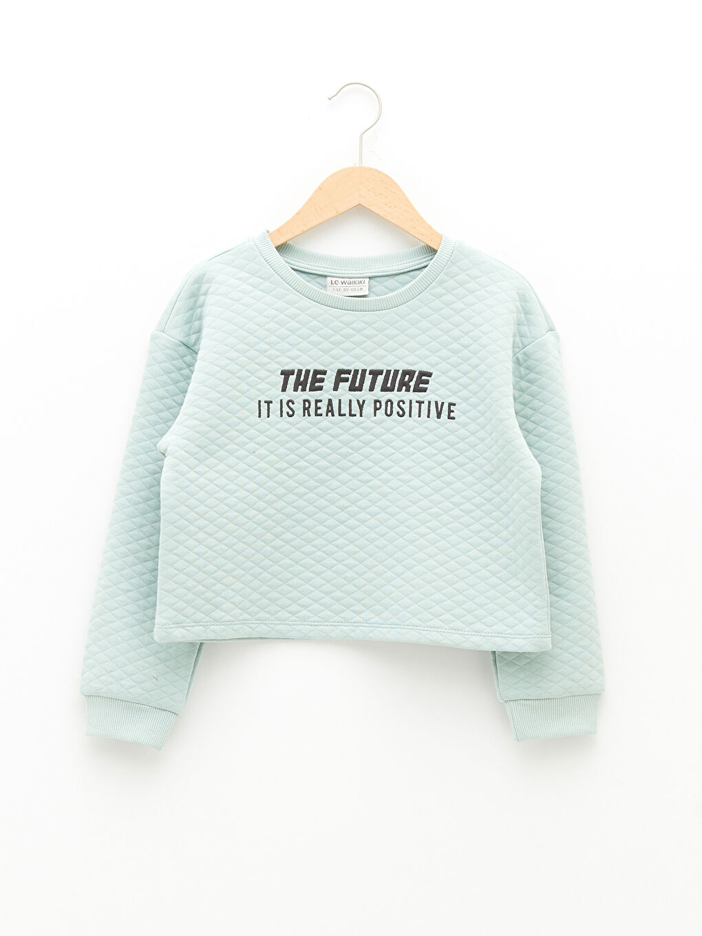 Rundhalsausschnitt Bedrucktes Gestepptes Langarm Mädchen-Sweatshirt und Sweatpants-1