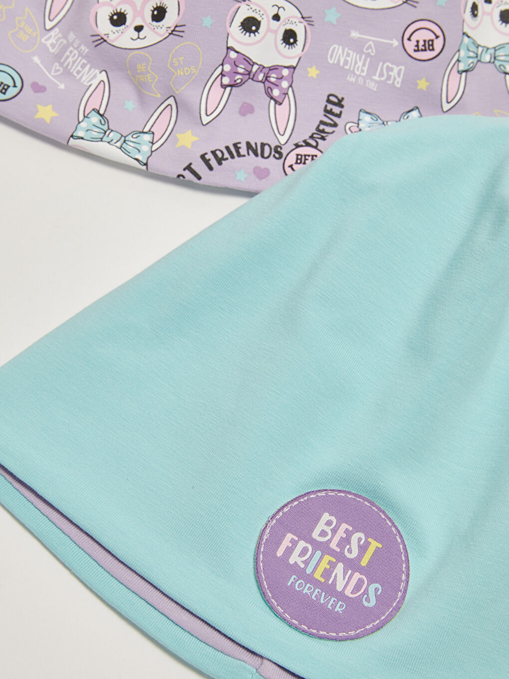 Girls Printed Beanie 2 Pieces-1