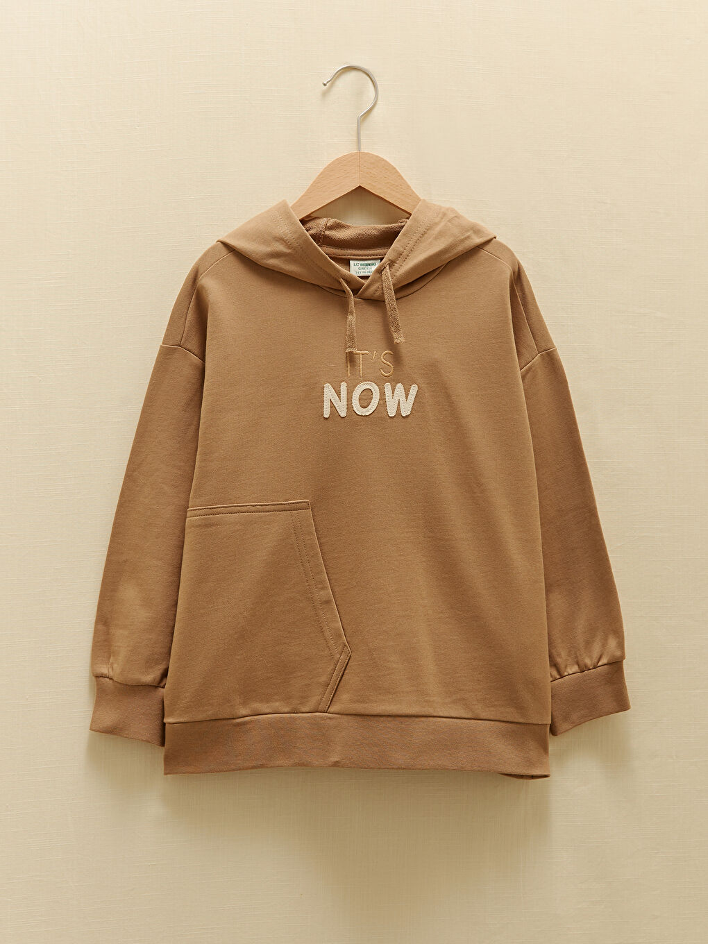 LCW Kids Hooded Embroidered Long Sleeve Cotton Boy Sweatshirt -W1BO39Z4-GMW