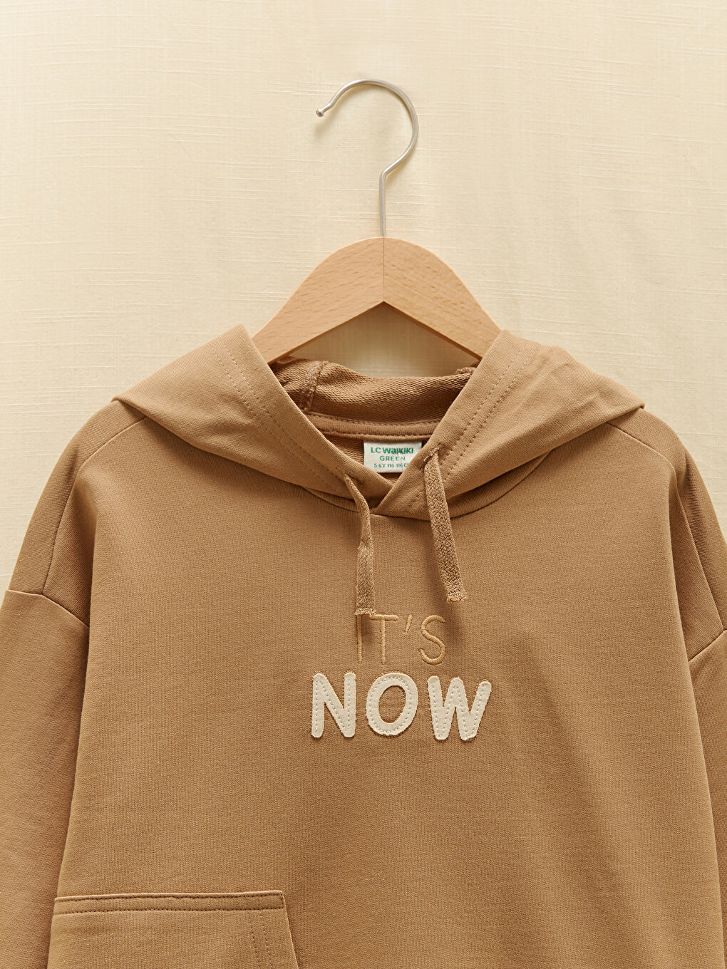 LCW Kids Hooded Embroidered Long Sleeve Cotton Boy Sweatshirt -W1BO39Z4-GMW