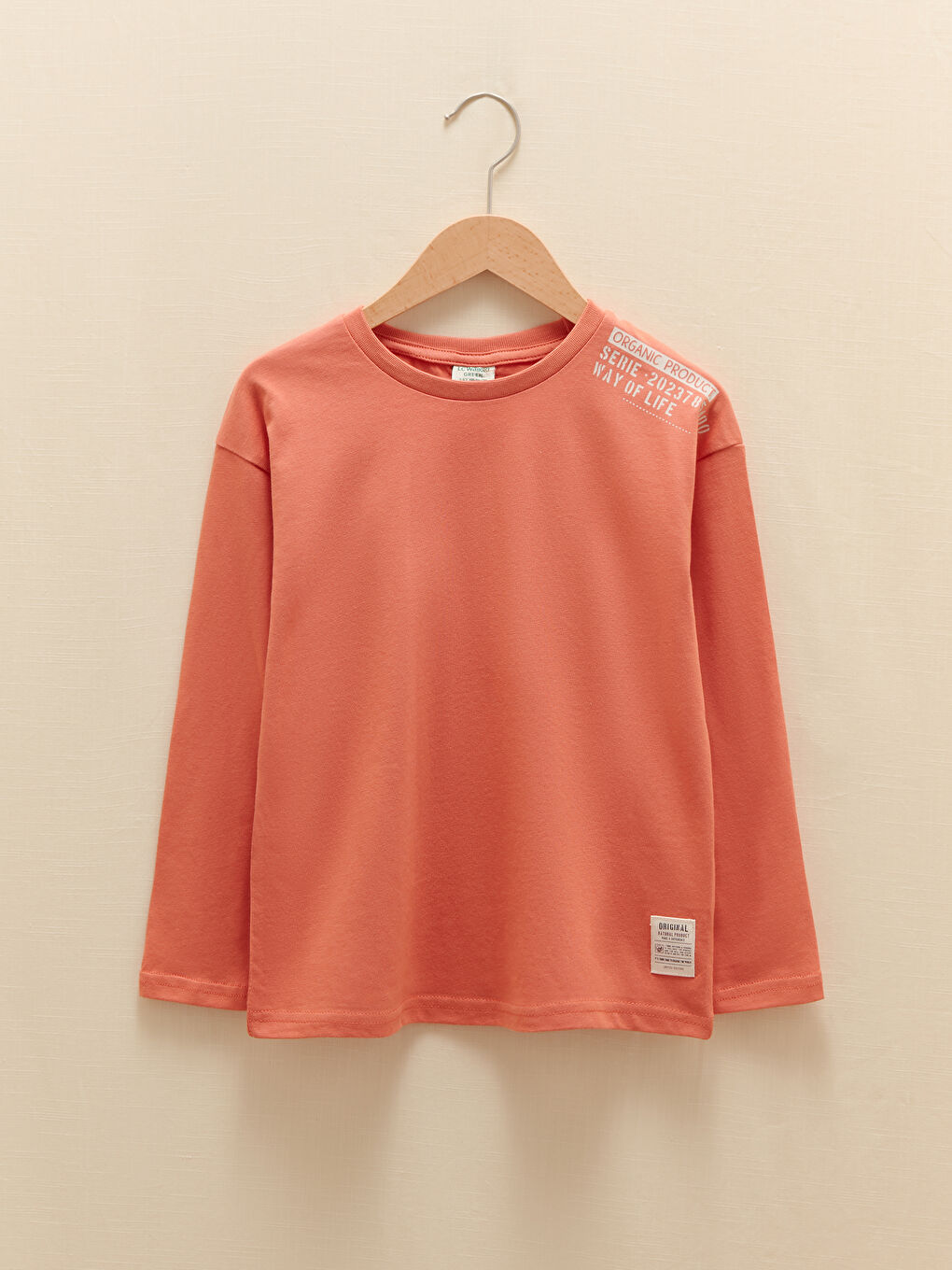 تيشيرت للأولاد بأكمام طويلة مطبوع برقبة دائرية