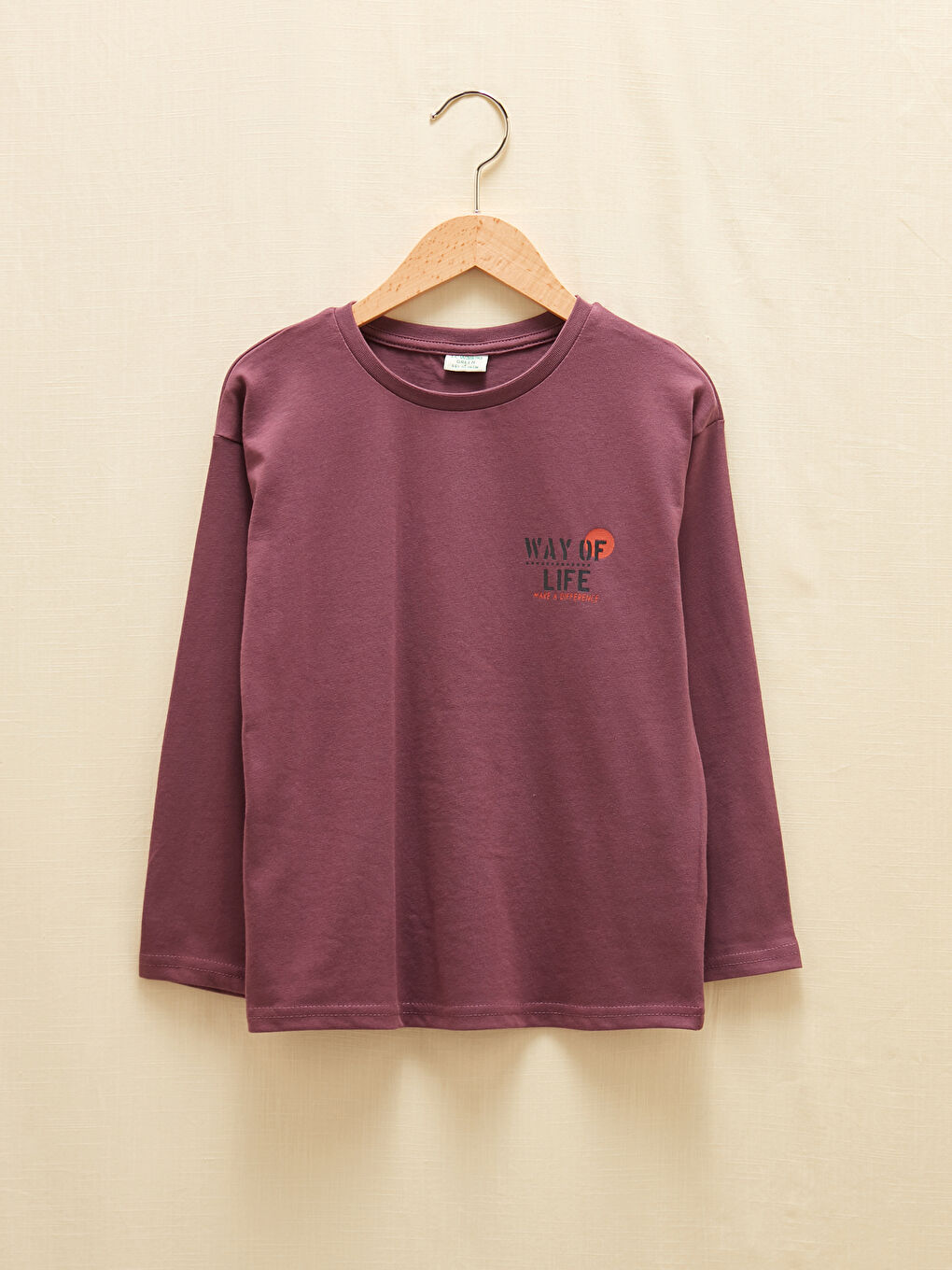 Crew Neck Printed Long Sleeve Boys' T-Shirt