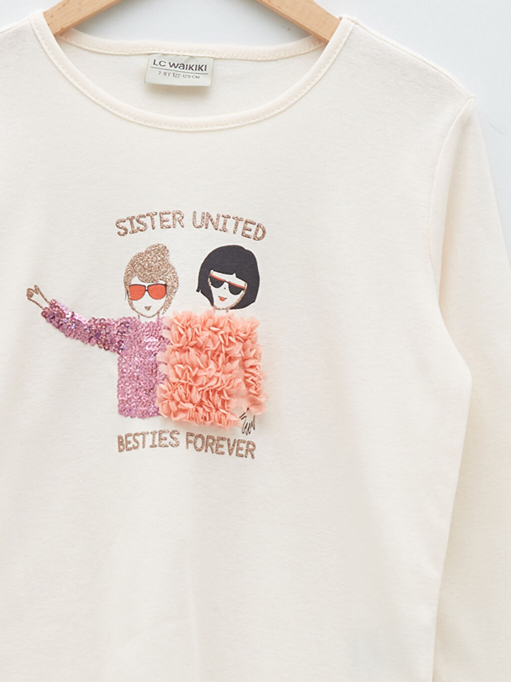 Pembe Bisiklet Yaka Baskılı Uzun Kollu Kız Çocuk Tişört-2