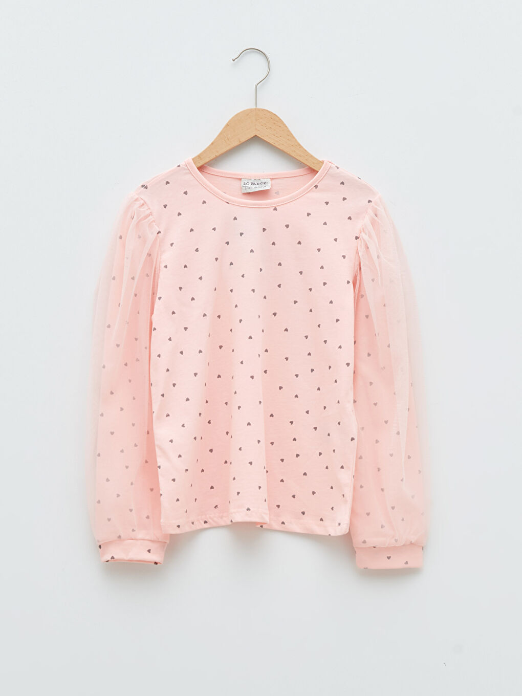 Pembe Bisiklet Yaka Baskılı Uzun Kollu Kız Çocuk Tişört