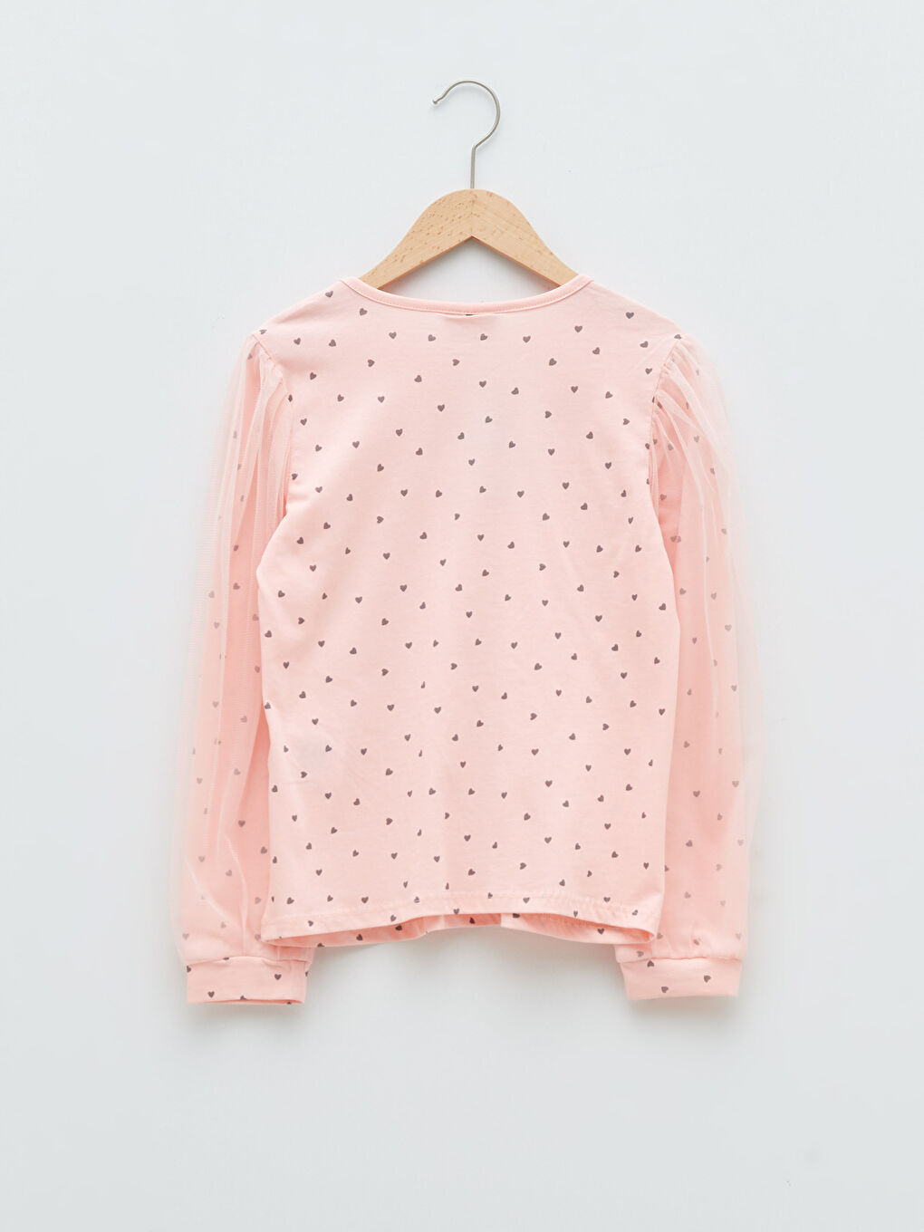 Pembe Bisiklet Yaka Baskılı Uzun Kollu Kız Çocuk Tişört-1