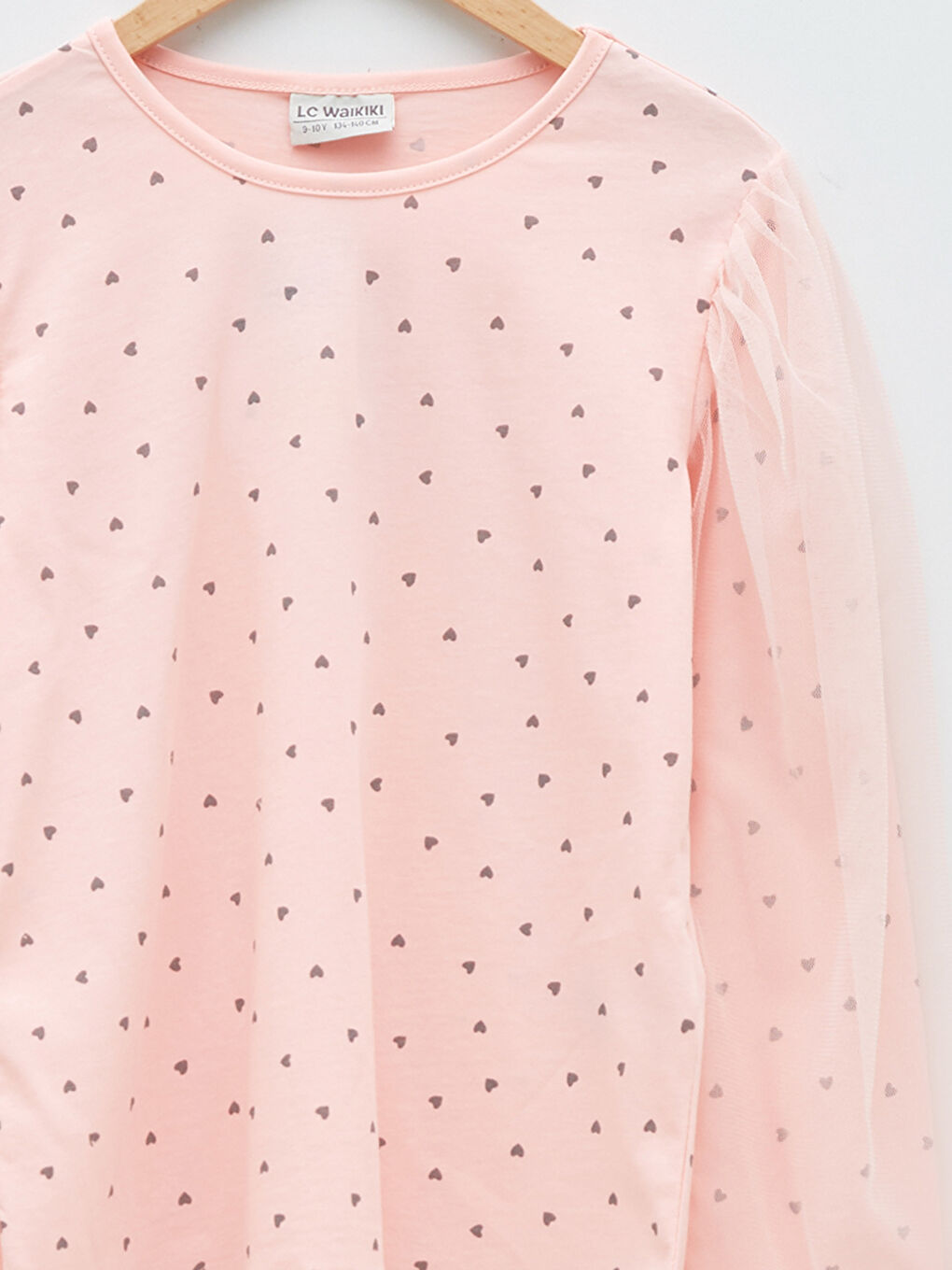 Pembe Bisiklet Yaka Baskılı Uzun Kollu Kız Çocuk Tişört-2