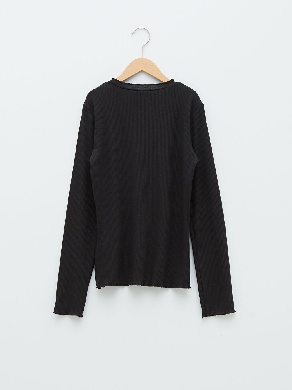 Crew Neck Basic Long Sleeve Girls' T-Shirt-1