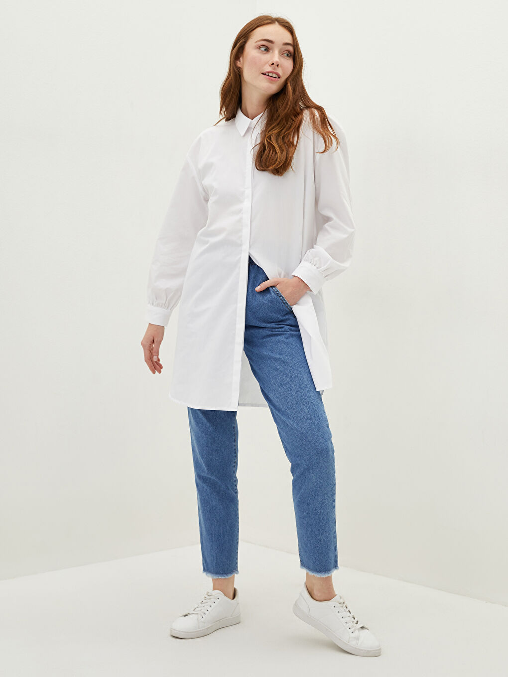 LCW Modest Elastic Waist Wide Fit Straight Pocket Detailed Women's Harem Jeans -W1BO76Z8-507