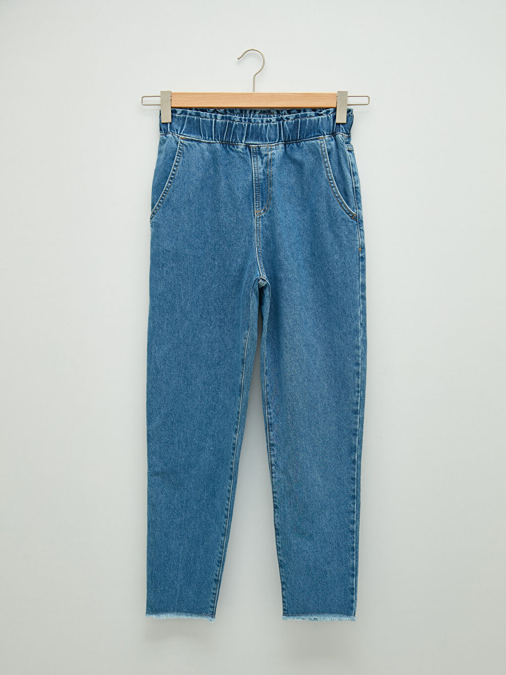 LCW Modest Elastic Waist Wide Fit Straight Pocket Detailed Women's Harem Jeans -W1BO76Z8-507