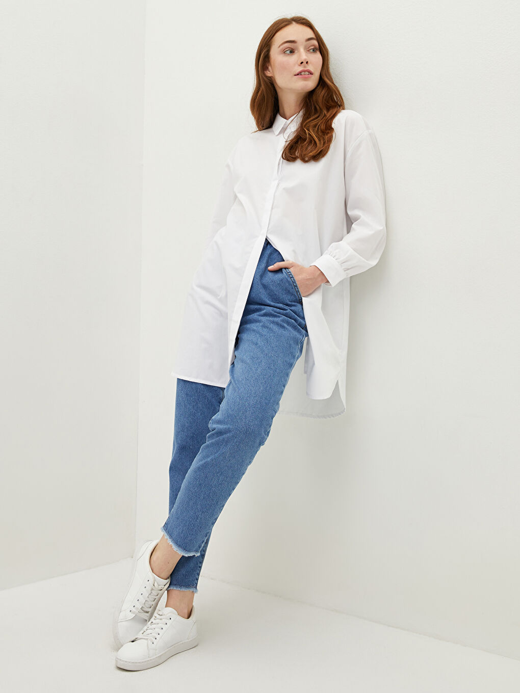 LCW Modest Elastic Waist Wide Fit Straight Pocket Detailed Women's Harem Jeans -W1BO76Z8-507