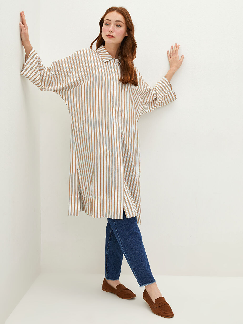 LCW Modest Elastic Waist Wide Fit Straight Pocket Detailed Women's Harem Jeans -W1BO76Z8-309