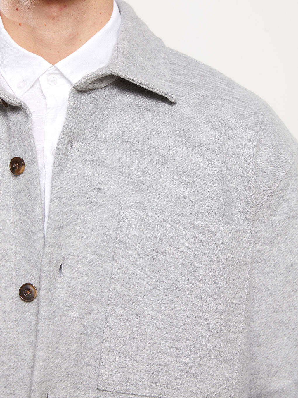 Gri Rahat Kalıp Uzun Kollu Erkek Gömlek-3