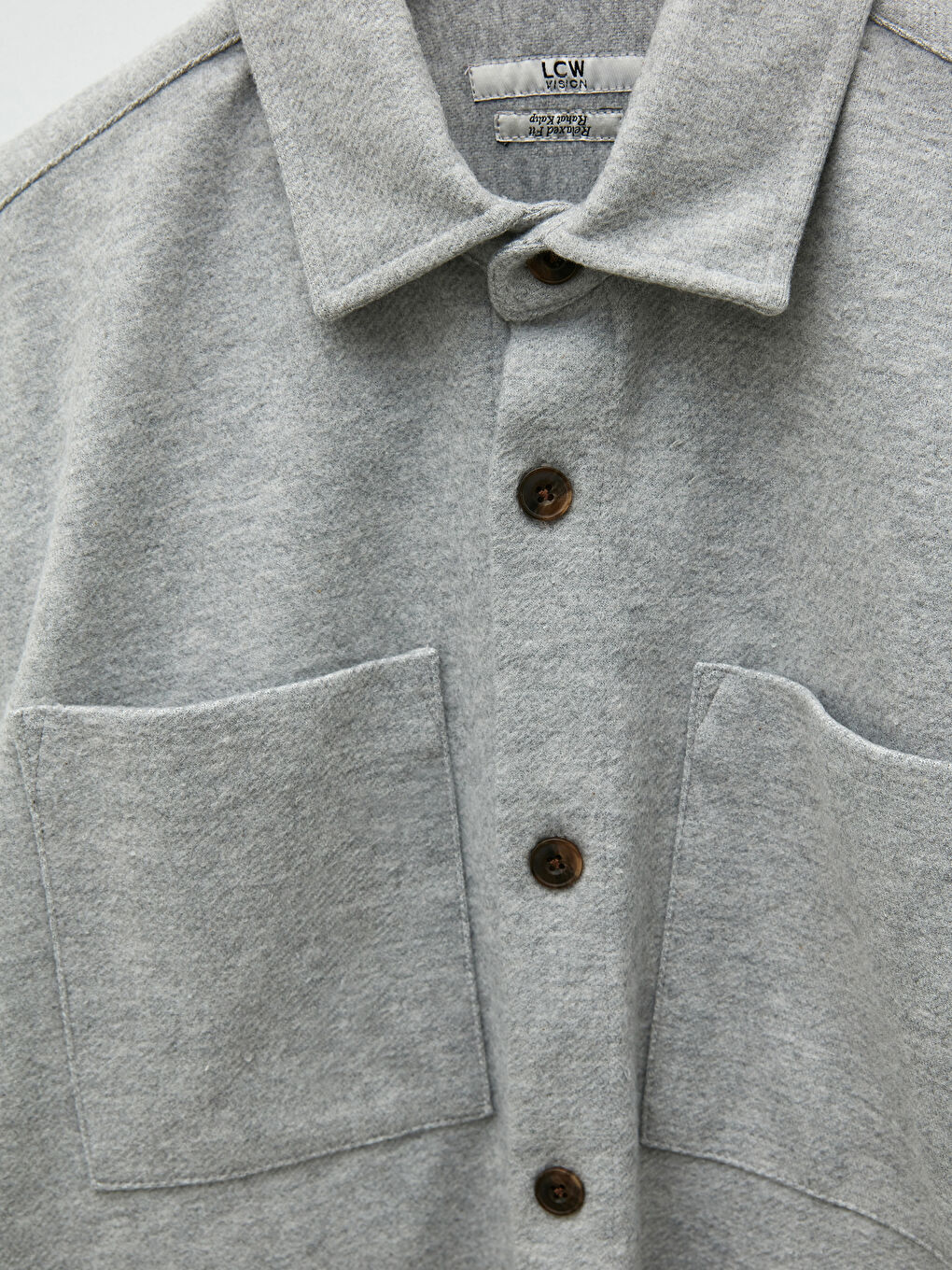 Gri Rahat Kalıp Uzun Kollu Erkek Gömlek-7