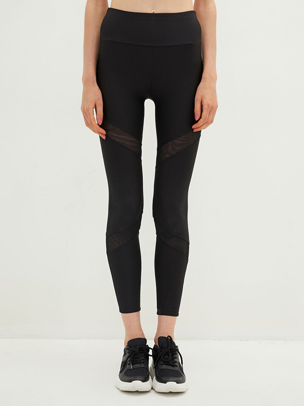 Elastic Waist Straight Transparent Detailed Women's Sports Leggings-3