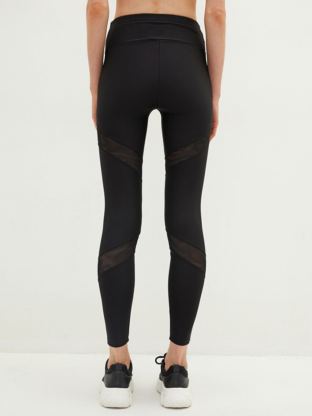 Elastic Waist Straight Transparent Detailed Women's Sports Leggings-4