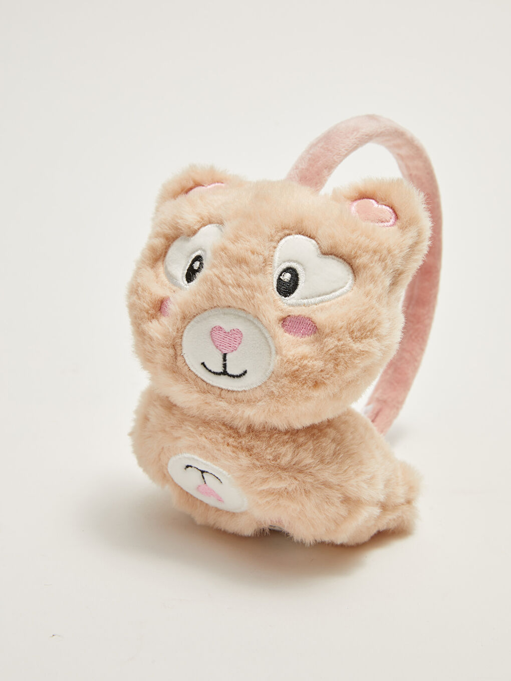 Bej Kız Çocuk Hayvan Figürlü Pelüş Kulaklık-1