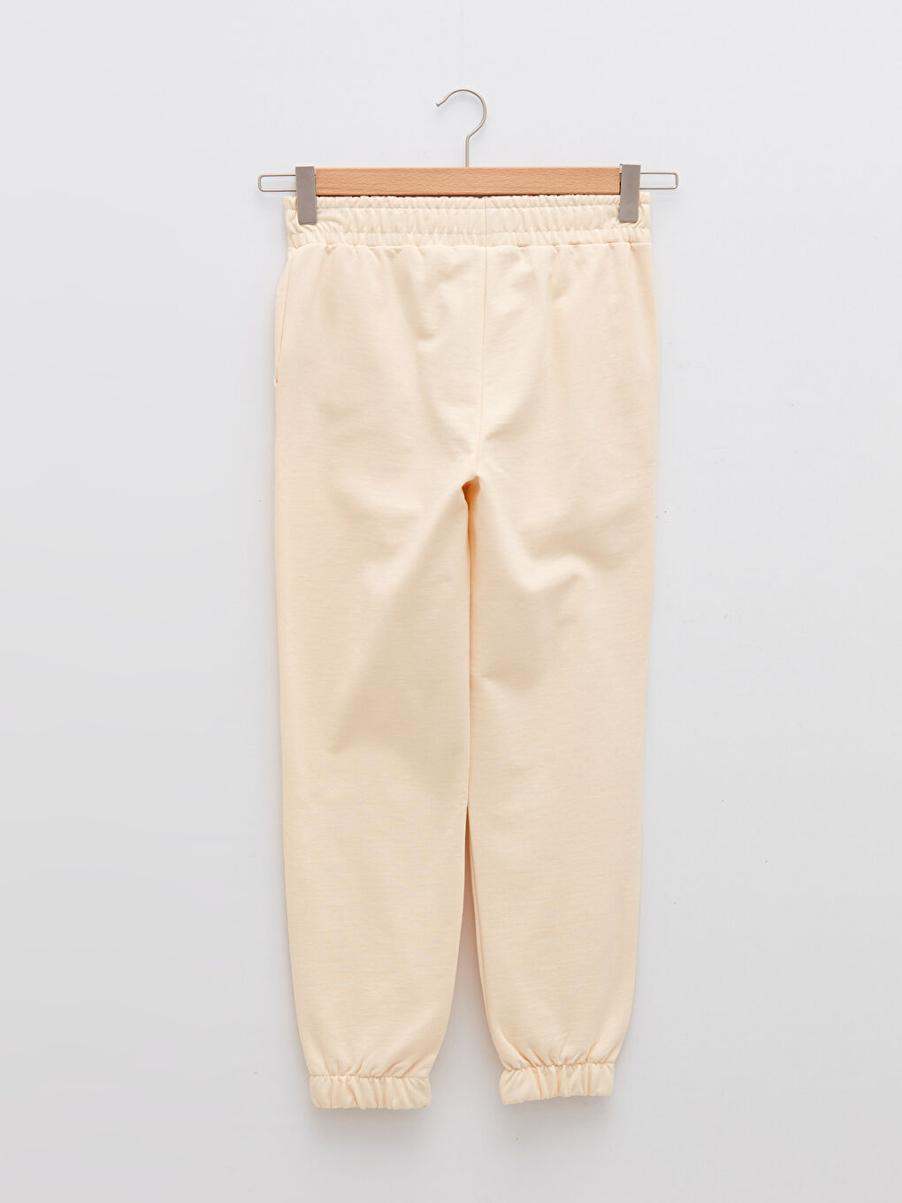 Bej Beli Lastikli Düz Cep Detaylı Kadın Jogger Eşofman Altı-5