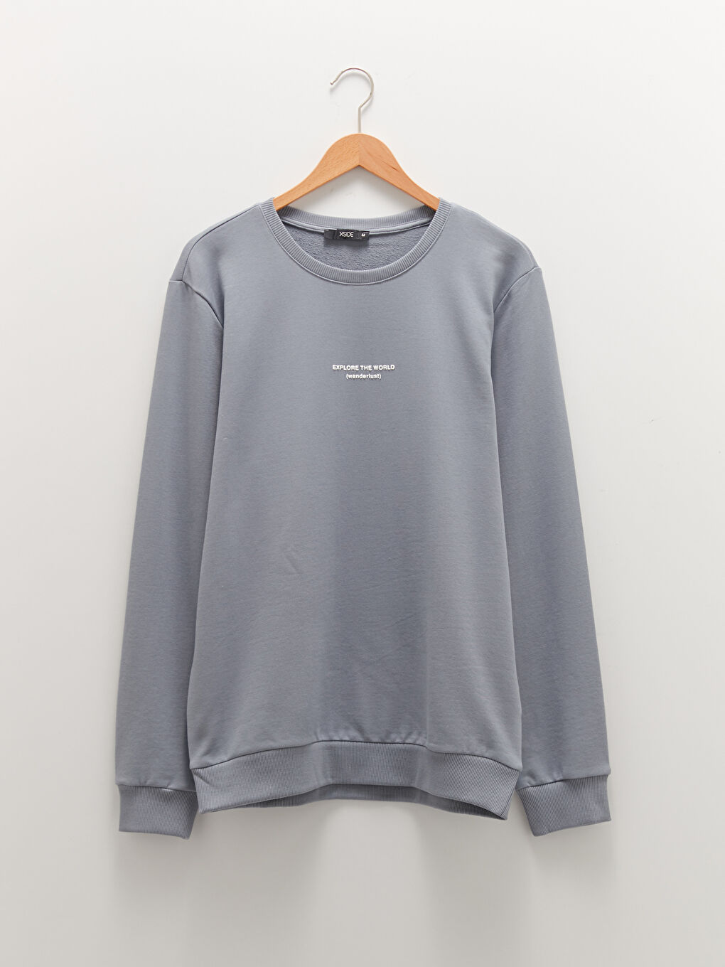 Antrasit Bisiklet Yaka Uzun Kollu Baskılı Erkek Sweatshirt-6