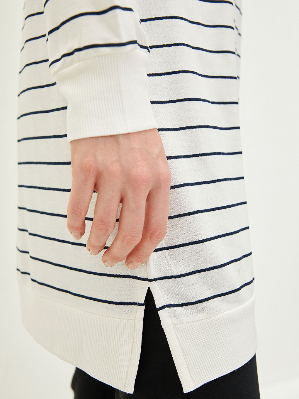 Hooded Striped Long Sleeve Women's Sweatshirt Tunic-3