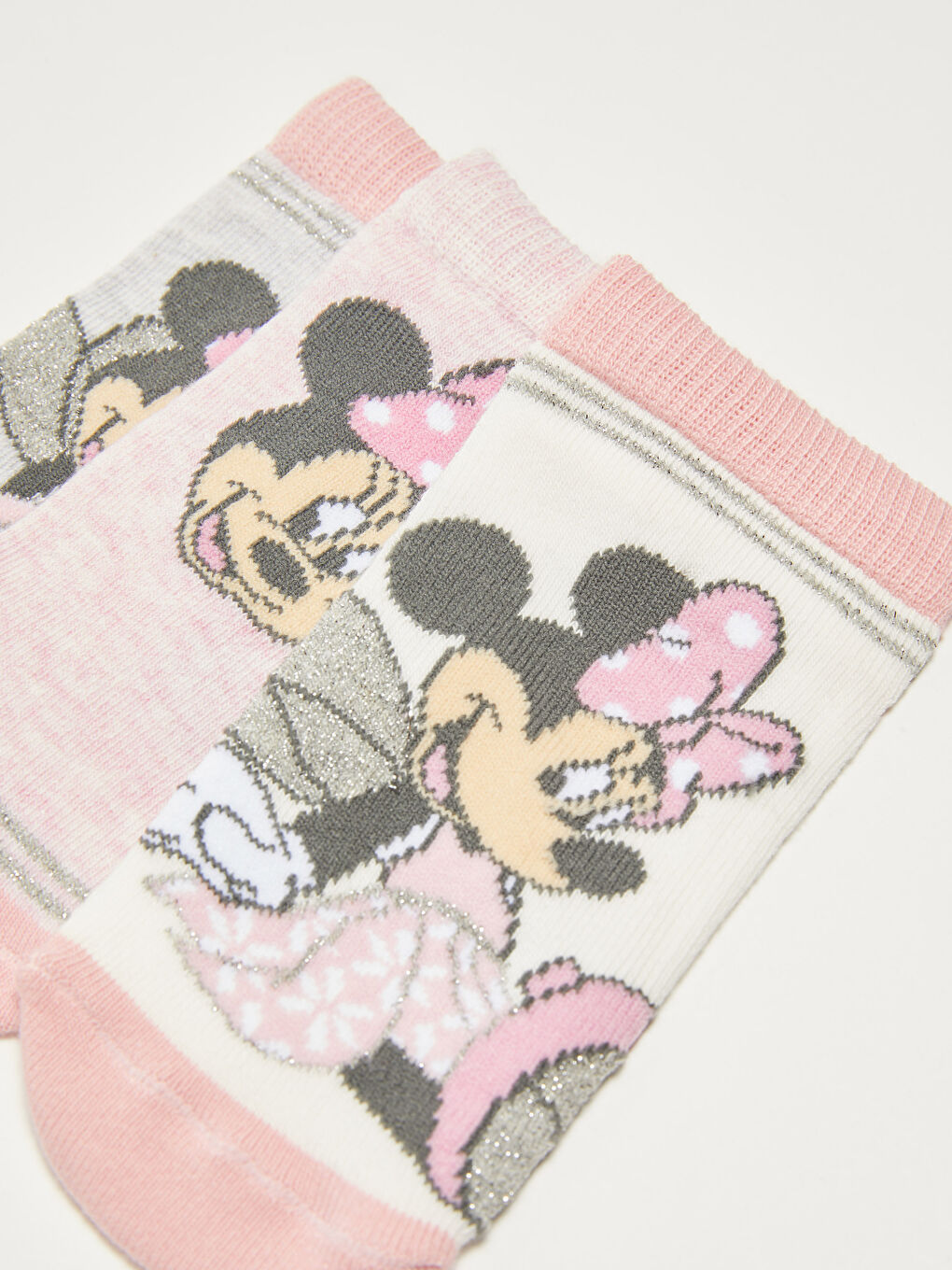 Pembe Minnie Mouse Desenli Kız Çocuk Patik Çorap 3'lü-2