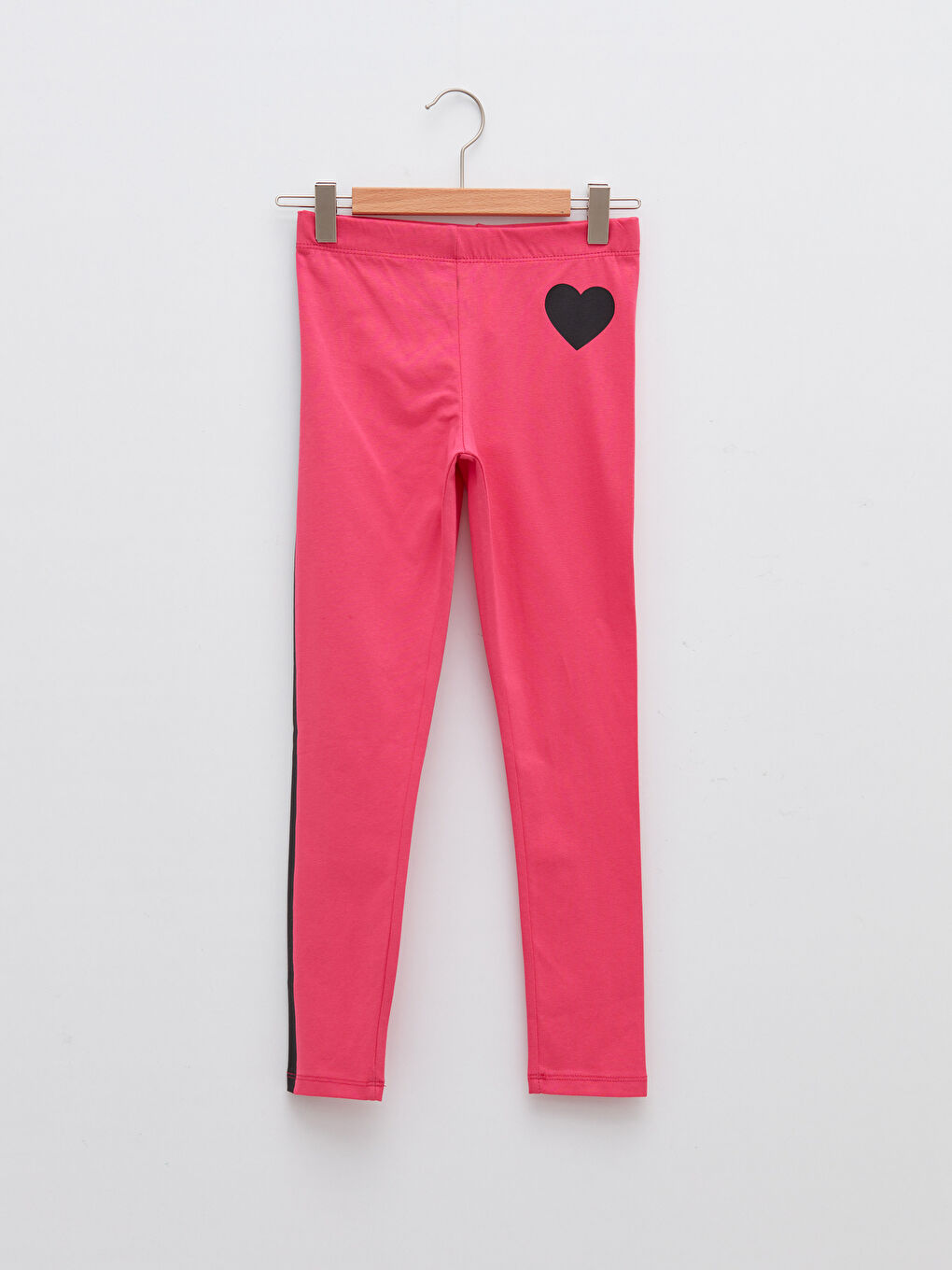 Pembe Beli Lastikli Baskılı Pamuklu Kız Çocuk Uzun Tayt