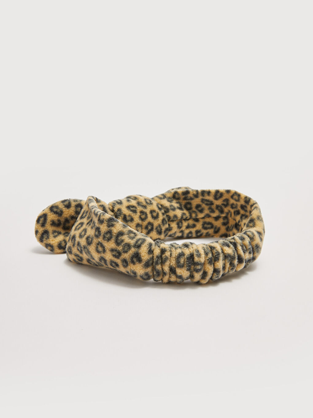 Bej Leopar Desenli Kız Bebek Saç Bandı-1