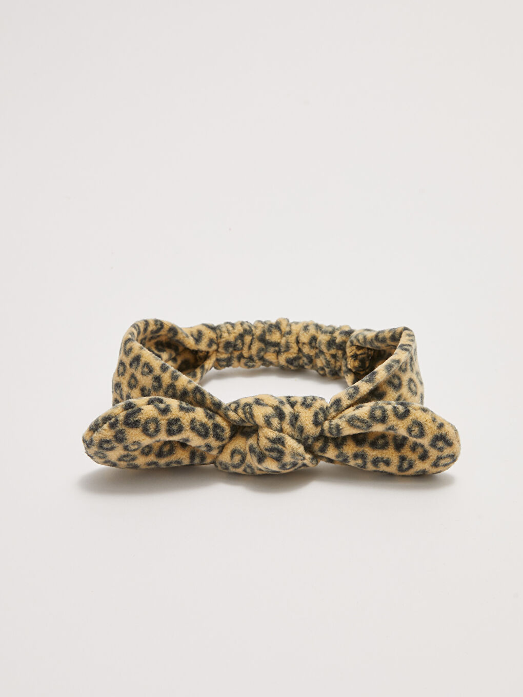 Bej Leopar Desenli Kız Bebek Saç Bandı-2