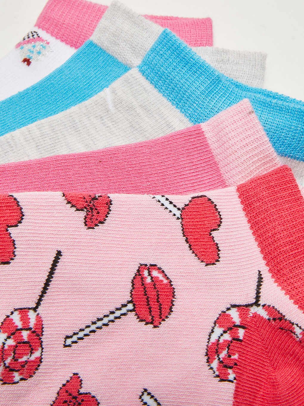Pembe Desenli Kız Çocuk Patik Çorap 5'li-2