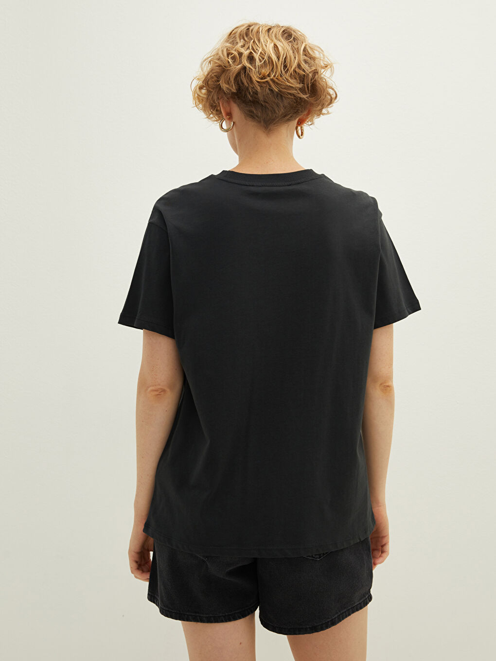 Футболка с круглым вырезом, с принтом, с коротким рукавом, из хлопка, для женщин-4