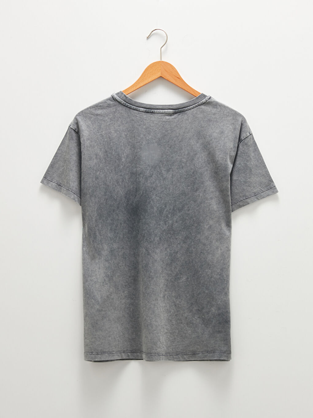 Siyah Bisiklet Yaka Baskılı Kısa Kollu Pamuklu Kadın Tişört-6