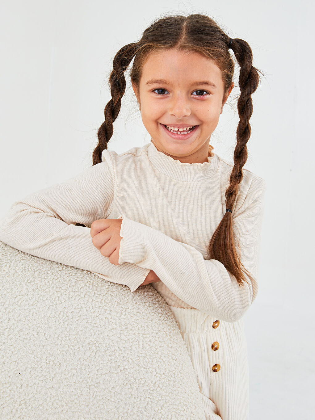 Half Turtleneck Basic Long Sleeve Girl T-shirt-2