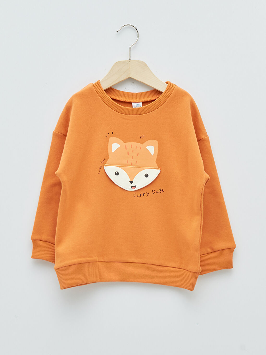 LCW baby Turuncu Bisiklet Yaka Uzun Kollu Baskılı Erkek Bebek Sweatshirt