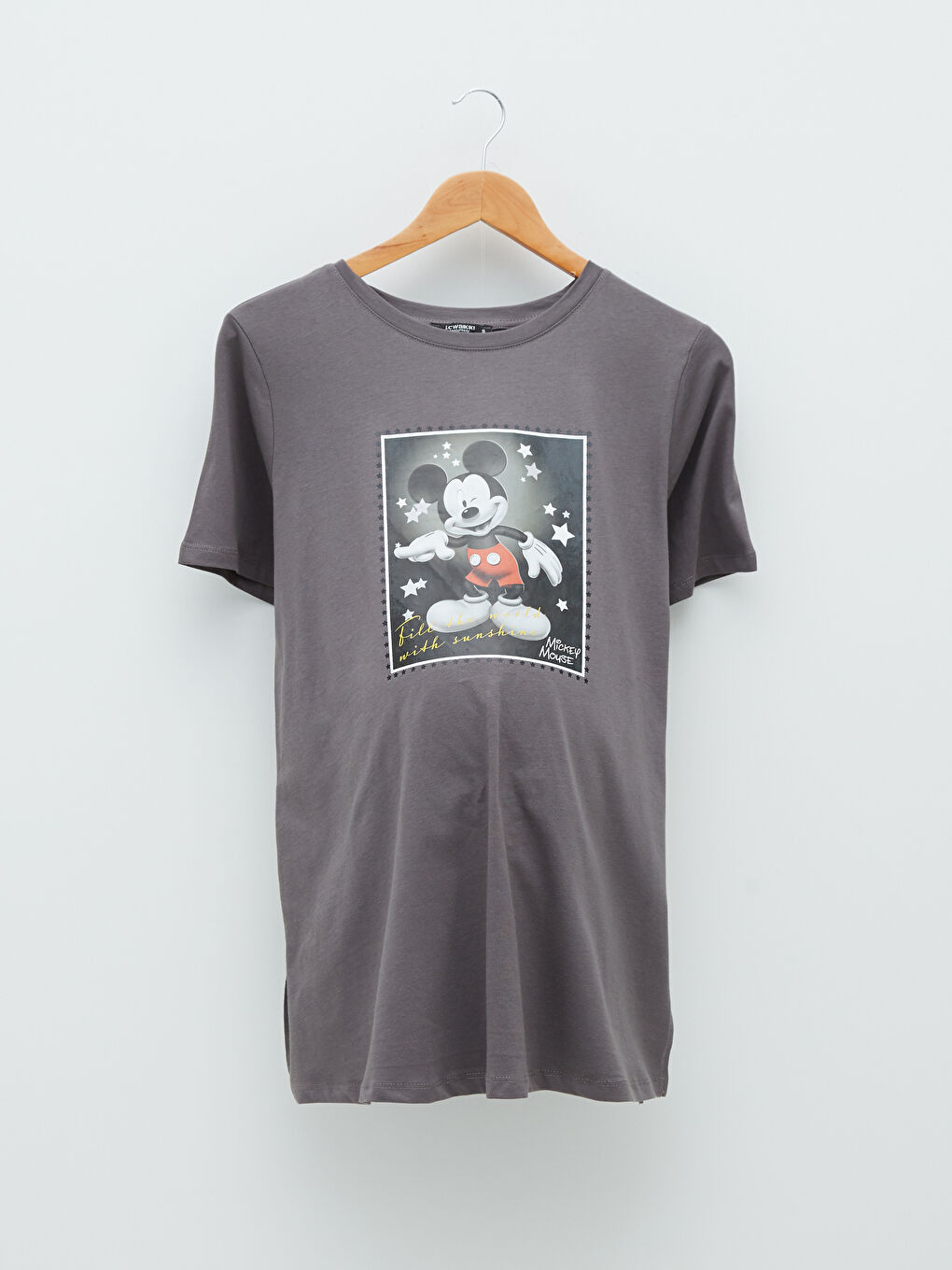 Crew Neck Mickey Mouse Printed Short Sleeve A Cut Cotton Women's T-Shirt-7