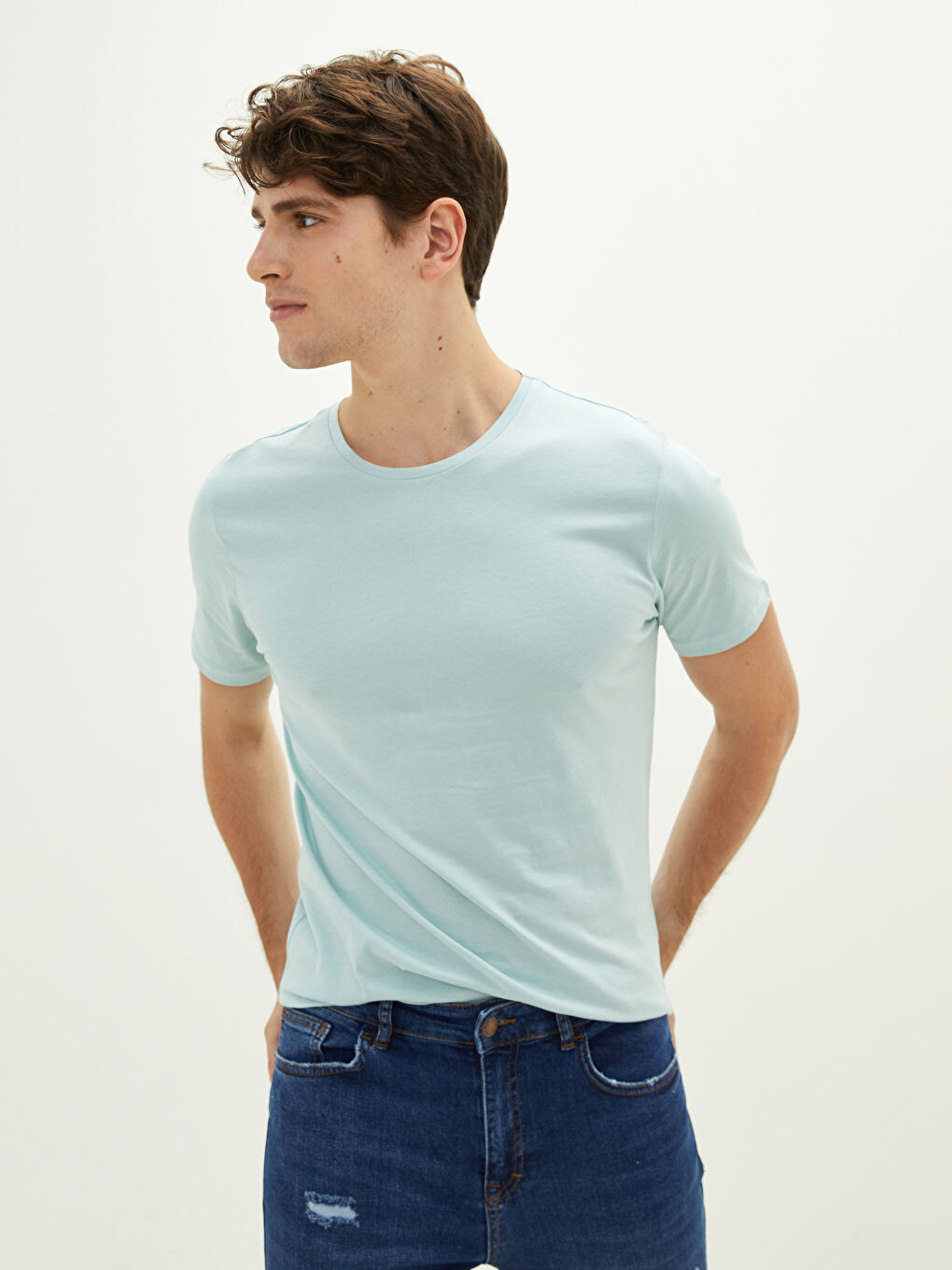 Crew Neck Short Sleeve Basic Men's T-shirt